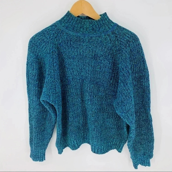 Vintage 80s 90s crop mock turtle shaker sweater - Picture 1 of 8